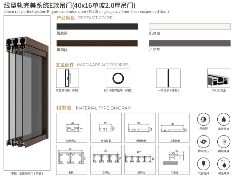 極窄鋁門_完美系統(tǒng)E款 2.0厚系列(吊門)